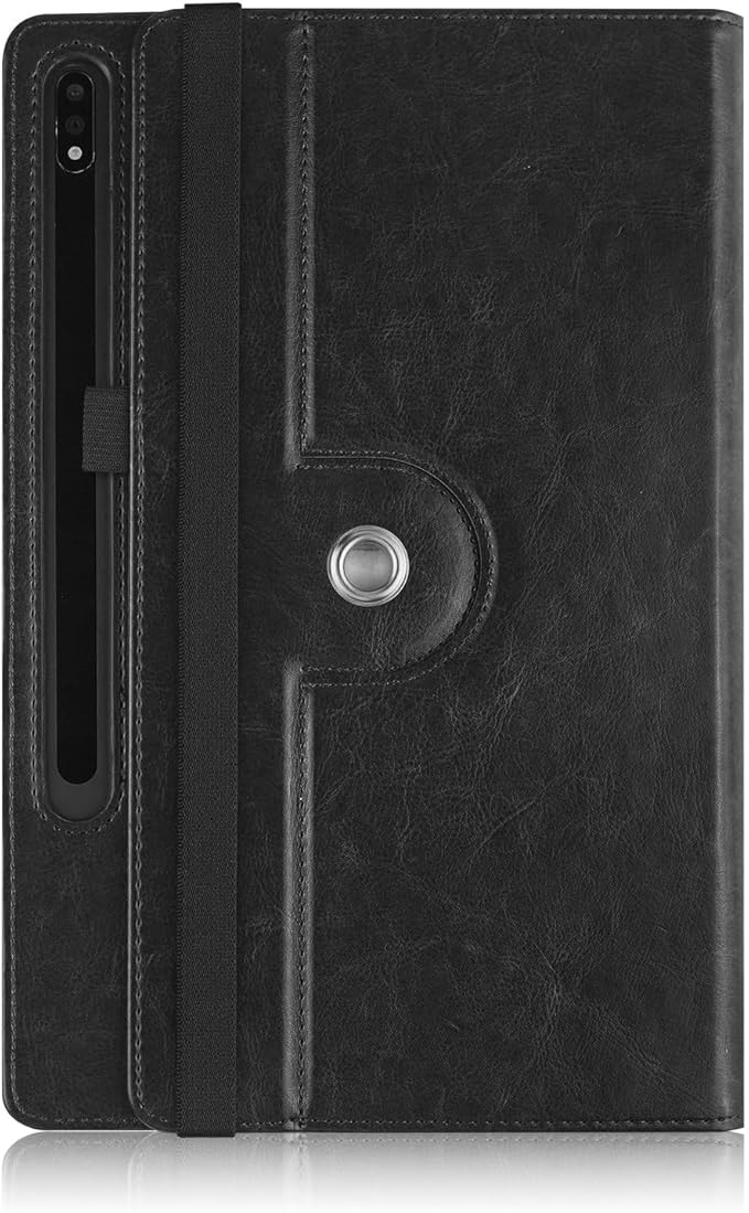 Case Compatible with Tablet Samsung Galaxy Tab S9 FE Plus S9 Plus S8 Plus S7 FE S7 Plus 12.4 InchCover 360° Rotating Stand PU Leather for Galaxy Tab S9 FE+ S9 + S8+ S7+12.4Black