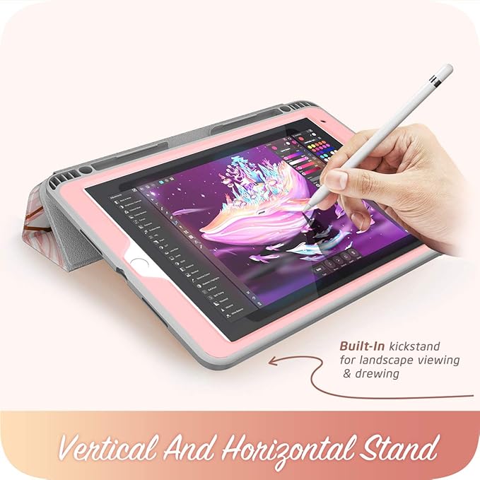 i-Blason Cosmo Case for iPad Air 3 10.5 2019 (3rd Gen) / iPad Pro 10.5 2017 [Built-in Screen Protector] Trifold Stand Protective Case Cover with Pencil Holder and Auto Sleep/Wake Marble 10.5