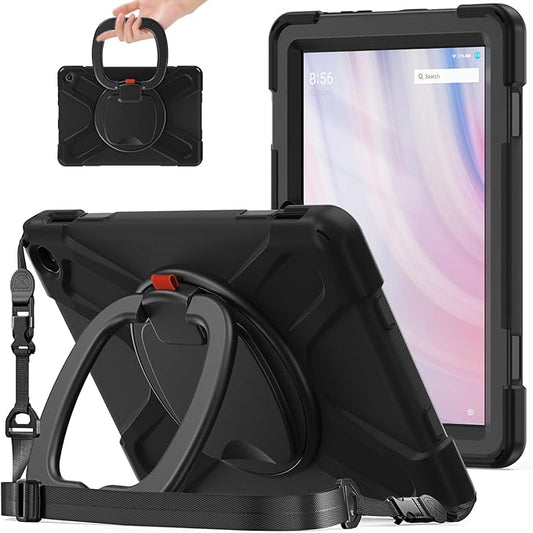 All-New Fire HD 10 &amp Fire HD 10 Kids Pro Tablet Case (13th Gen 2023 Release)Heavy Sturdy Shockproof Kids CaseRotating Stand/Carrying Strap (Black+Black)