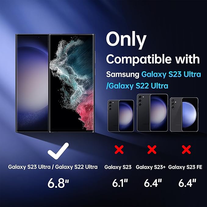 Uyiton for Samsung Galaxy S23 Ultra/S22 Ultra Privacy Screen Protector [Ultrasonic Fingerprint Support] [Bubble-Free] Anti-Spy 3D Curved Full Coverage Private Film [Not Glass] [2 Pack]