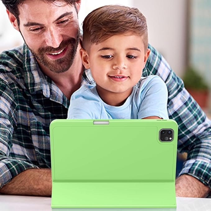 ZryXal iPad Pro 11 Inch Case (M5) 2025/ (M4) 2024 (Model: A2836/A2837/A3006) Trifold Stand Smart Cover with Pencil Holder and Soft TPU Back Auto Wake/Sleep (Grass Green)