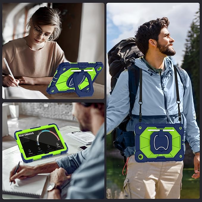 Case for Galaxy Tab A11 Plus/A9 Plus Case 11 Inch with Screen Protector/Rotating Stand/Pen HolderMilitary Grade Shockproof Cases for Samsung Galaxy A11+/A9+ Plus Tablet CasesNavy Green