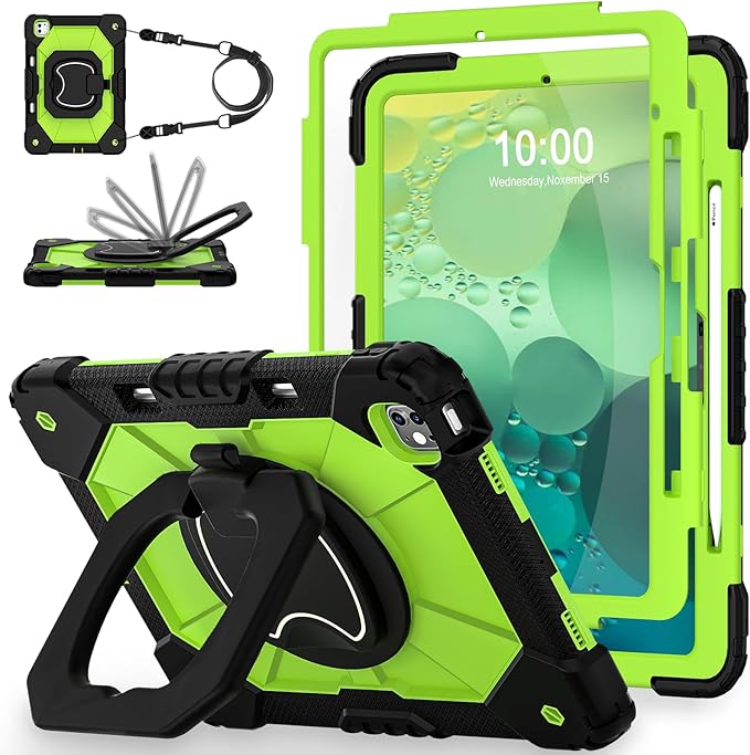 WESOROL for iPad Pro 13 Inch Case M5 2025/M4 2024 (7th Generation) with Screen Protector/360° Rotating Stand/Pencil HolderMilitary Grade Shockproof iPad Case 13 Inch iPad Pro M5/M4Black Green