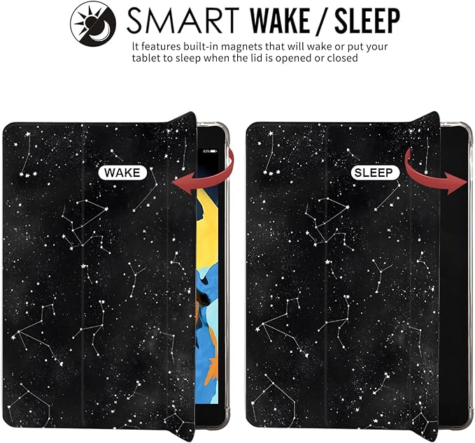 JOYLAND for iPad Air 11 Inch (M3 2025/M2 2024)iPad Air 5th/4th Generation (2022/2020) 10.9 Inch with Pencil Holder-Auto Wake/SleepStars Cover Anti-Scratch Shockproof Premium Folio Stand CaseBlack