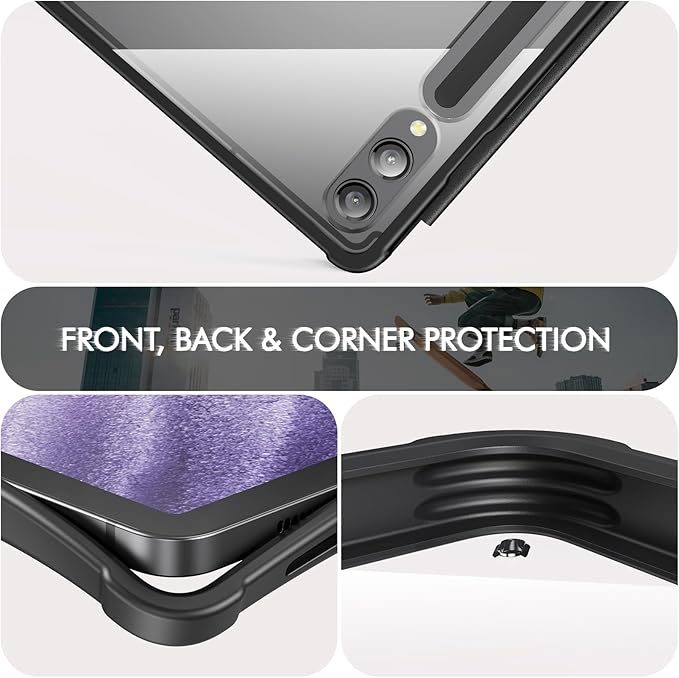 INFILAND for Galaxy Tab S10+ S9+ Plus/S9 FE+ Plus Keyboard Case [High Precision Tackpad] 360 Rotating Stand Detachable Magnetic Wireless Keyboard Cover Light Black