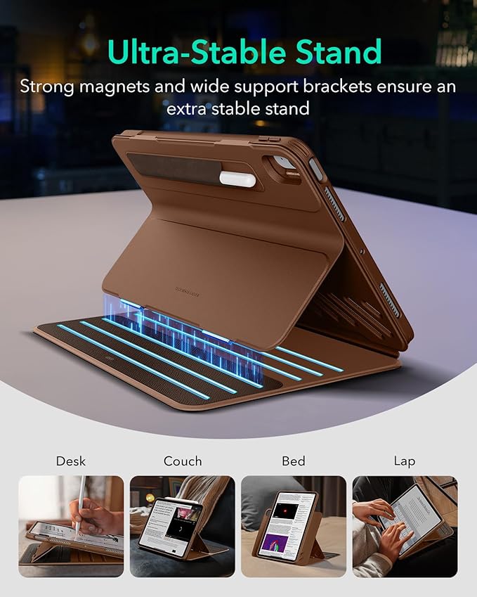 ESR for iPad Air 11 Inch Case M4/M3/M2 (2026/2025/2024) iPad Air 5th/4th Gen Case (2022/2020) 10.9 Inch Removable Magnetic Cover Adjustable Portrait/Landscape Stand 9 Standing Angles Brown
