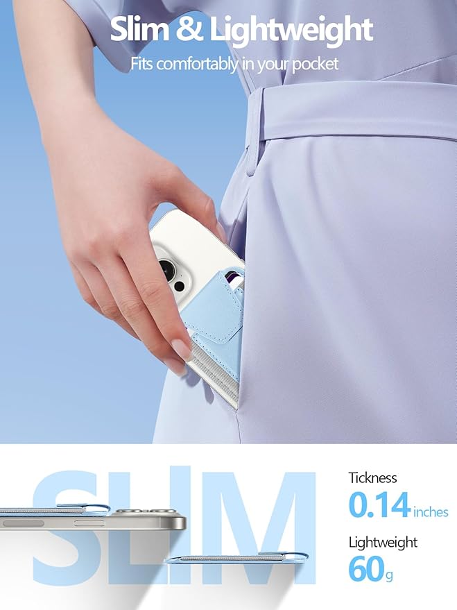 Miroddi for MagSafe Wallet with Privacy Flap Strongest Magnetic Card Holder for iPhone 17 iPhone 16/15/14/13/12 Series Leather Magnetic Phone Wallet RFID Blocking Fit 7 Cards White Ice