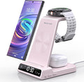 Wireless Charger Samsung Charging Station: 3 in 1 Android Charging Stand with Dimmable Clock - Nightstand Organizer for Galaxy S25 Ultra S24 Galaxy Watch 8 7 6 5 4 Galaxy Buds Space-Saving Charger
