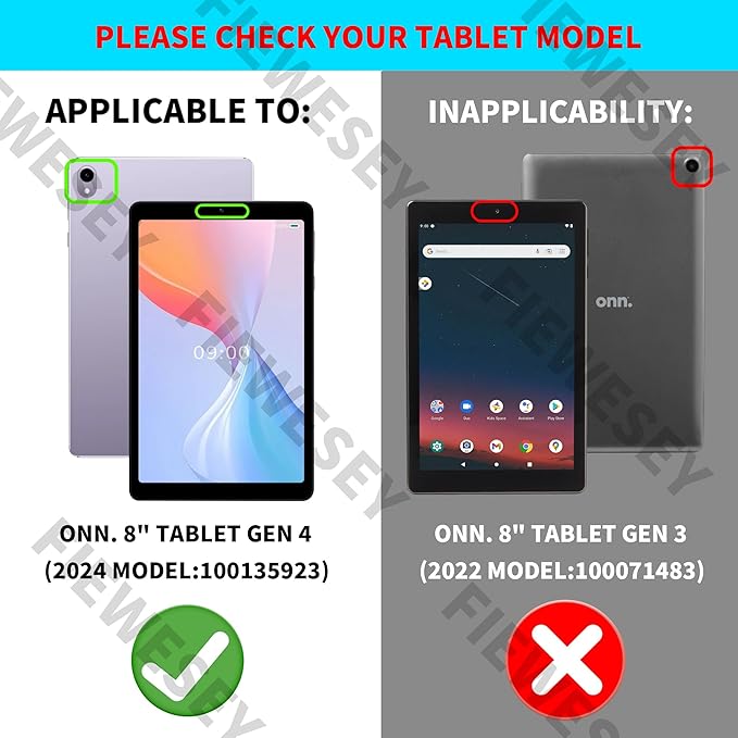 for Walmart Onn 8 inch Gen 4 2024 Model Tablet Case with 2 Pcs Screen ProtectorHeavy Duty Kids Shockproof Stand Shoulder Strap Case for Walmart Onn 8 2024 Model:100135923 (Navy/Pink)