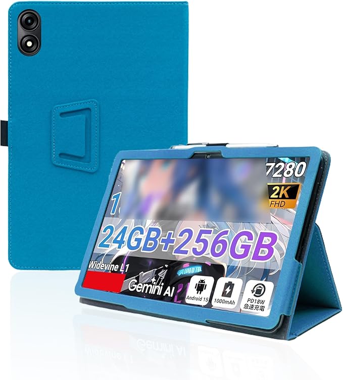 for TABWEE T60 Pro/VekfulPC T60 Pro 13.4 Inch Android Tablet CaseBOVUGAC Folding Stand Protective Cover with Pencil Holder and Wrist StrapFull Protection Premium PUScratch Resistant(Sky Blue)