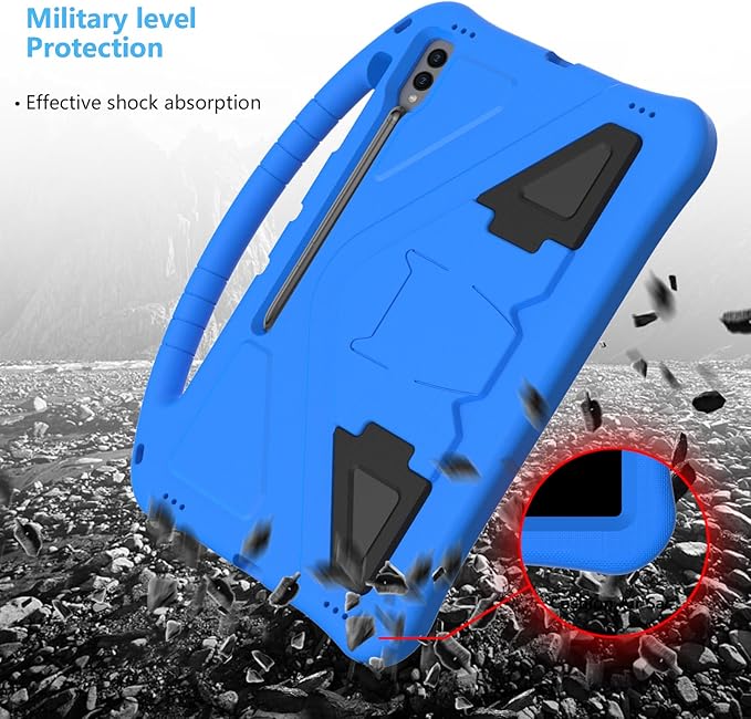 Kids Case for Samsung Galaxy Tab S10 Ultra/S9 S8 Ultra 14.6-inch Tablet Techcircle Light Weight Shock Proof EVA Foam Handle Rugged Stand Protective Cover Blue