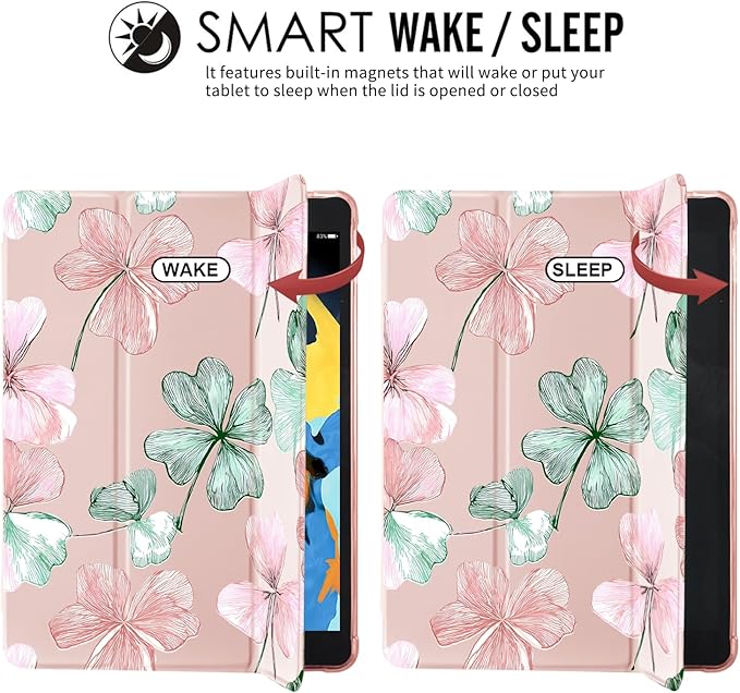JOYLAND Flower Case for iPad 10th Generation Case 10.9 inch/iPad (A16) 11th Generation 11 Inch 2025 with Pencil Holder-Trifold Stand Protective Cover with Soft TPU BackPink