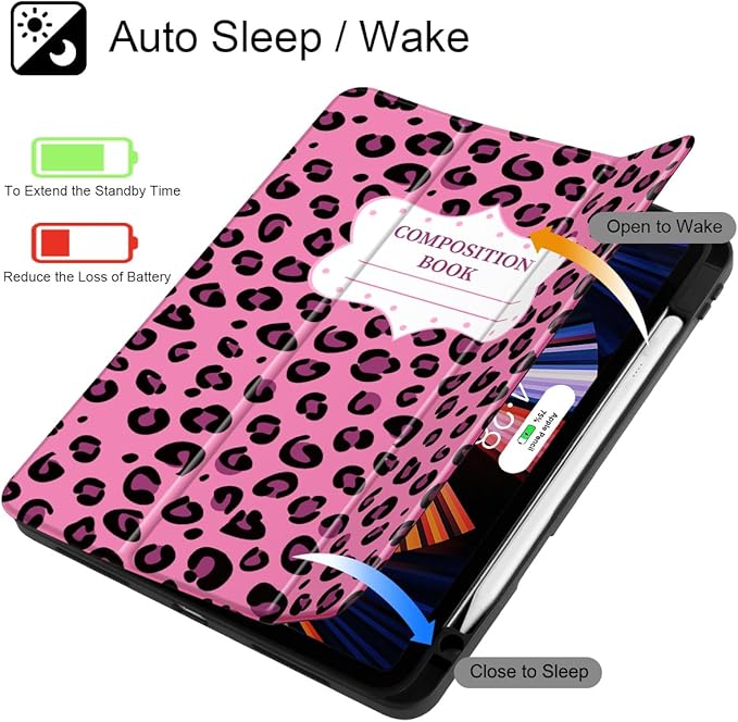 Mektron Case for M5/ M4 iPad Pro 11 inch 2025/2024 with Pencil Holder Compatible Models: A3357/A3358/A3359/A2836/A2837/A3006 Shockproof Cover Clear Shell Composition Book-Bows