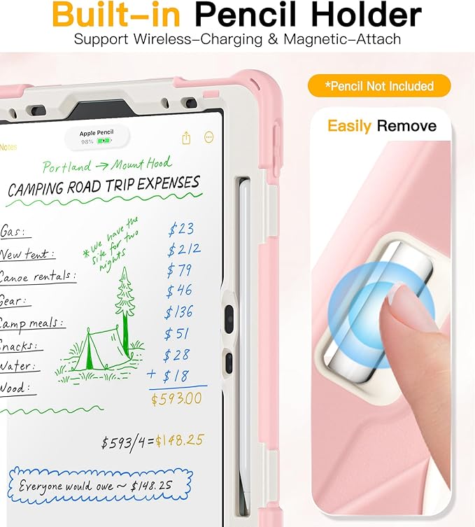 BRAECN for iPad Air 11 Inch Case M4 2026/M3 2025/M2 2024 iPad Air 10.9 5th/4th Gen iPad Pro 11 4th/3rd/2nd/1st Kids Cover with Screen Protector Pencil Holder Shoulder Strap Handle &amp Kickstan