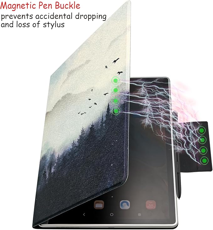 Magnetic Stand Case for 10.95'' XPPen Magic Note Pad (2025 Released) Ultra-Thin Lightweight Premium PU Leather Cover with Magnetic Pen Buckle Auto Sleep/Wake (Misty Forest)
