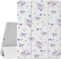 Lilac Floral Flower Case for iPad mini 7th(A17 Pro) 2024 / Mini 6th Generation 8.3 2021 Protective CasePencil Holder &amp Clear Back &amp Trifold Cover for Women Scratchproof Cover