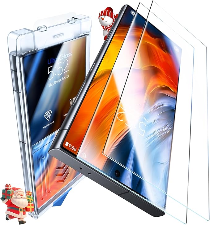 UltraGlass Unbreak Top 9H+ Glass for Samsung Galaxy S24 Ultra Screen Protector [Military Grade Shatterproof &amp Longest Durable] Screen Protector S24 Ultra Tempered Glass Auto Installation 2 Pack