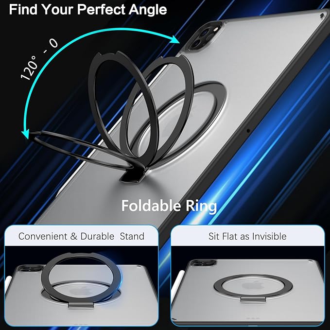 BENTOBEN Kickstand Case for iPad Air 5th/4th Generation (2022/2020) 10.9 inch for iPad Pro 11 2022/2021/2020/2018 Multi-Angle Viewing Foldable Stand Matte Design Shockproof Protective Cover Black