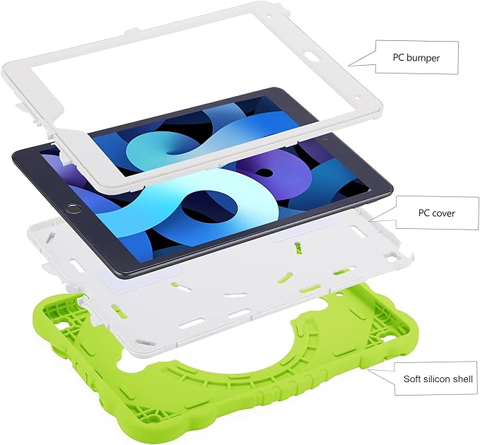 XZC Case for iPad 9th/8th/7th Generation 2021/2020/2019(10.2 inch) Unicorn Cute Cover Heavy Duty Shockproof Protective Case with Built-in Stand Strap for Kids Girls Women (Green)