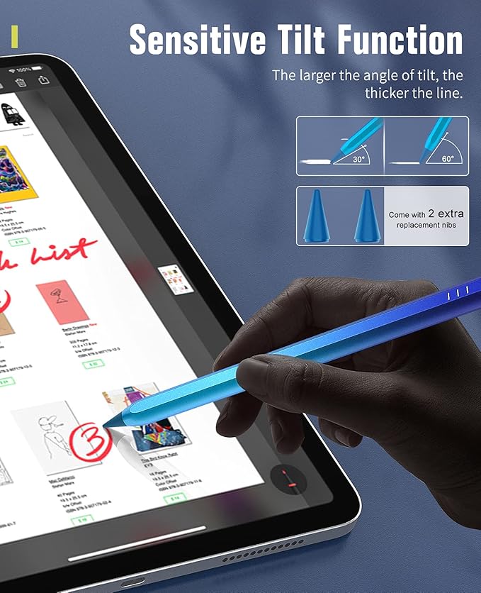 TiMOVO Stylus Pen for iPad Pencil 2nd Generation with Palm Rejection for 2018-2025 11th/10th/9th/8th/7th Gen Pro 13/11(M4)/12.9 iPad Air 11/13 (M3/M2) Mini 7/6th Blue