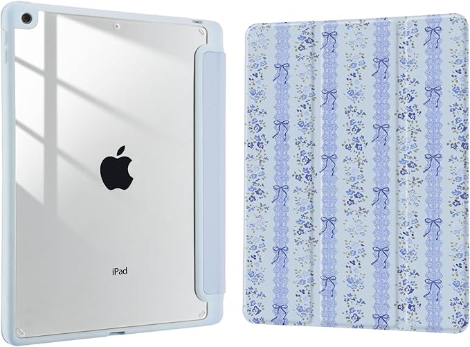 L-Blue Floral Bow