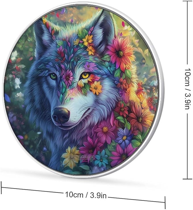 Wolf Wireless Charger Anti-Slip Wireless Charging Pad Slim Charger Mat for Men Women