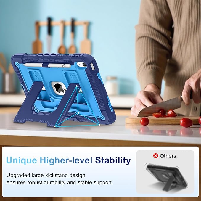 WESOROL Case for iPad A16 11th Generation 11 Inch (2025) iPad 10th Generation 10.9 Inch (2022)i Pad A16 Case Military Grade Shockproof Cases with Pencil Holder Shoulder StrapNavy Blue