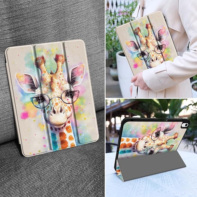 MEEgoodo for M4/M3/M2 iPad Air 11 inch Case 2026 2025 2024Case for iPad Air 5th Generation/iPad Air 4th Gen 10.9 inch 2022 2020 Tablet Cover with Soft TPU Back Shell Giraffe