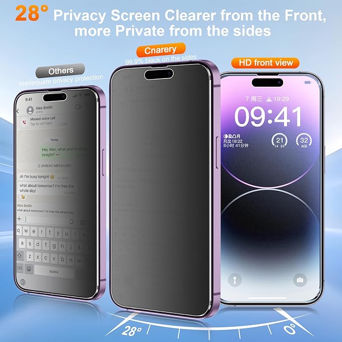 2 Pack matte privacy Screen Protector for iPhone 14 pro