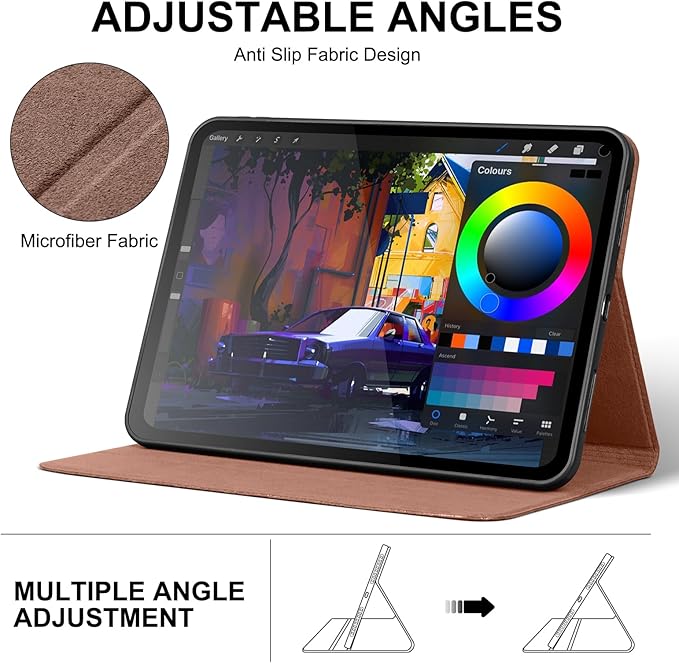 Leather Case for iPad (A16) 11th Gen. 2025 11 Inch iPad 10th Gen.2022 10.9 Inch Full Grain Leather Cover with Auto Sleep/Wake Anti Slip Crocodile Pattern