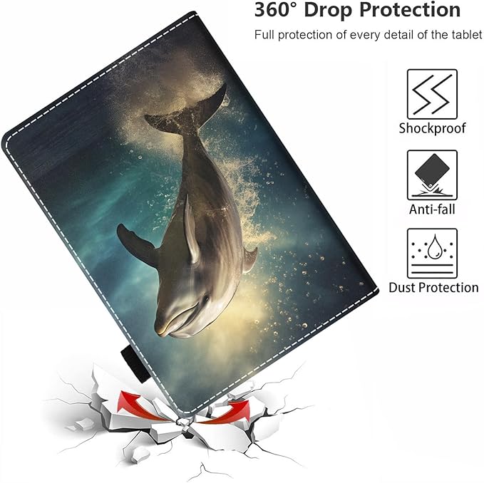 Case for All-New Amazon Fire HD 10 &amp 10 Plus Tablet 10.1 (13th/11th Generation 2023/2021 Release) Slim PU Leather Stand Cover with Card Slot &amp Auto Wake/Sleep Dolphin