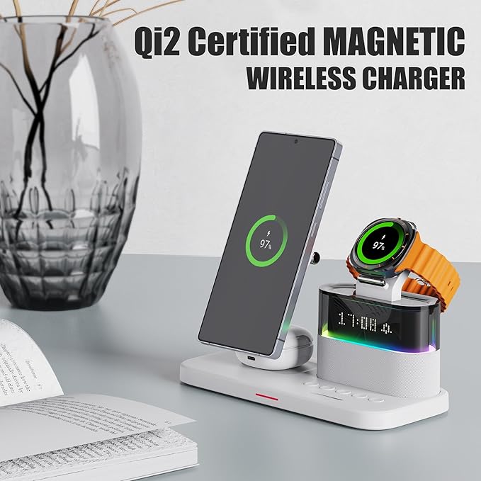 Magnetic Charger for Samsung 5 in 1 Wireless Charging Station for Samsung Galaxy S25 Ultra/S24/S23/S22 Galaxy Watch 8/7/6/4/5 Galaxy Buds/Pro Upgraded Version
