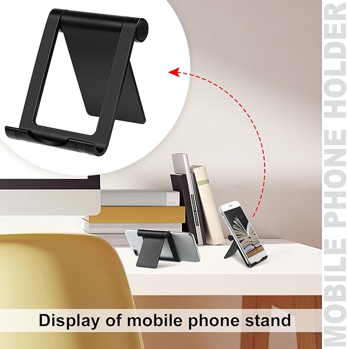 Fabbay 40 Pcs Foldable Cell Phone Stand Desk Multi Angle Tablet Stand Universal Cellphone Holder Portable Smartphone Dock Compatible with Most Mobile Phone and Tablet for Travel (Black)