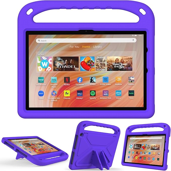 Dteck Kids Case for Fire HD 10 &amp HD 10 Plus Tablet(13th/11th Generation 2023/2021 Release)Lightweight Shockproof Kid-Proof Cover with Handle Stand for Kindle Fire HD 10 Kids Tablet 2023 2021 Pu