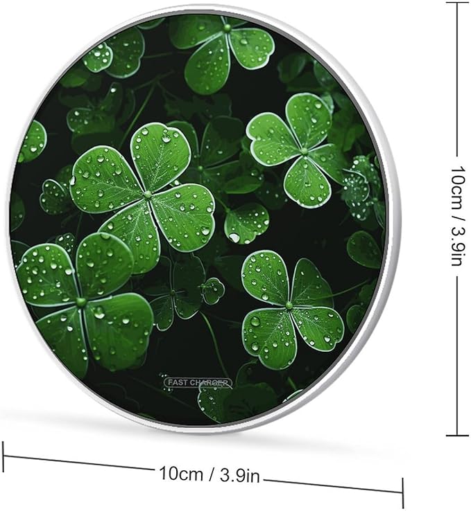 St Patricks Day Leaves Wireless Charger Fast Wireless Charging Pad with USB Cable 10W Anti-Slip Magnetic Wireless Charger Portable Slim Charger Puck Travel Charging Station