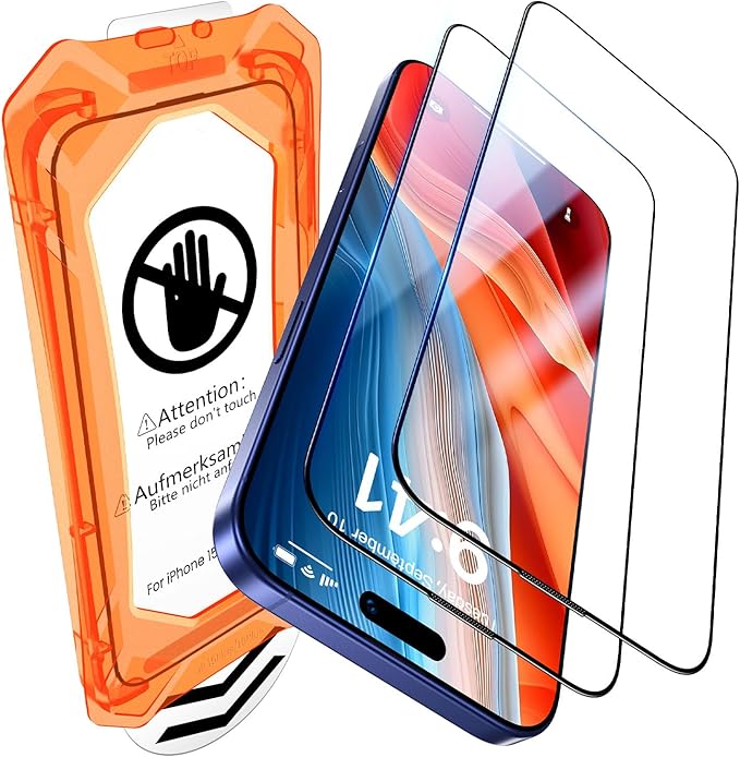UniqueMe for iPhone 16 Plus Screen Protector - [Military Grade Shatterproof &amp 9H+ Hardness] Screen Protector 16 Plus Tempered Glass Full Coverage Protection Easy Installation 2 Packs