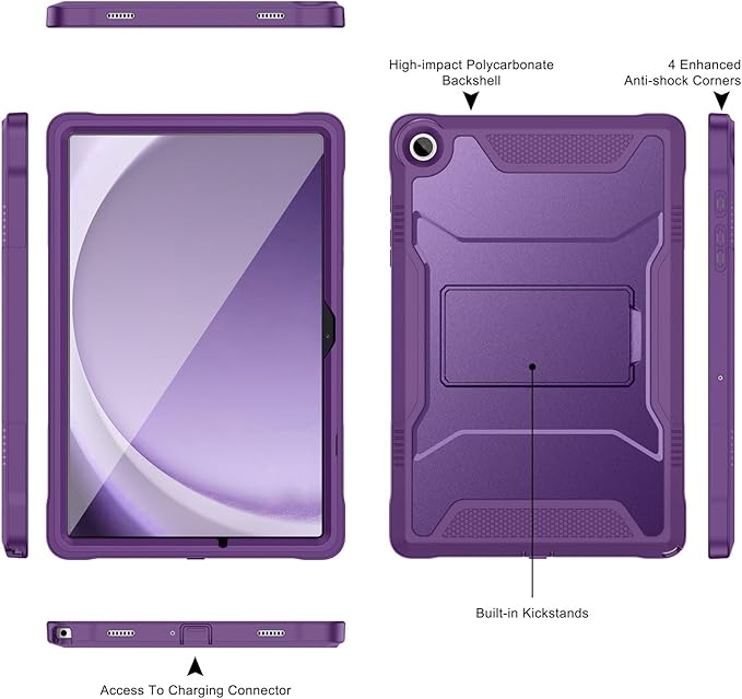 Soke Case for Samsung Galaxy Tab A9 Plus 2023 with Built-in Kickstand Rugged Shockproof Protective Cover for Galaxy Tab A9+ 11 Inch Tablet [SM-X210/X216/X218]Purple