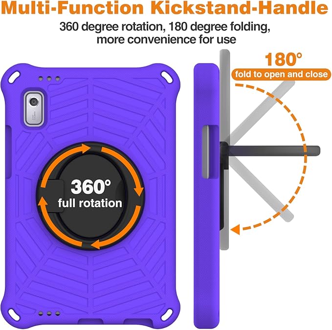 Compatible with Lenovo Tab M9 9.0 inch (TB-310FU) 2023 Case Tablet for Kids Light Weight EVA Rugged Shockproof Full Cover 360 Rotating Handle Stand Case (Purple)