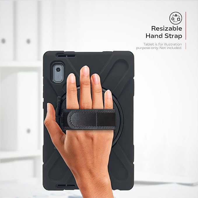 CTA Digital Protective Tablet Case - Protective Case with Built-in 360° Rotatable Grip Kickstand for Lenovo M9 Tablet - Black (PAD-PCGKKM9)