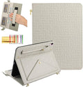 Dteck Handbag Case for iPad 9th/8th/7th Generation 2021/2020/2019 10.2 Inch with Pencil Holder Folio Stand PU Leather Crossbody Shoulder Hand Strap Card Pockets Magnetic Envelope Wallet CoverBeige