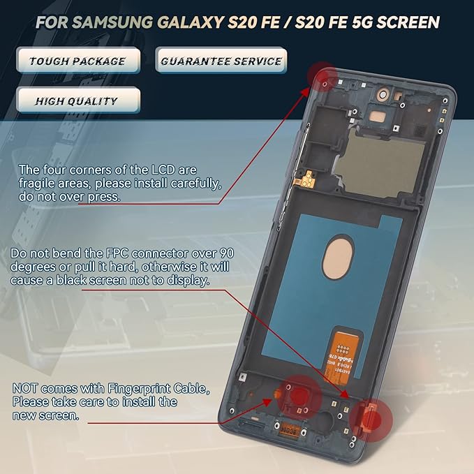 Screen for Samsung Galaxy S20 FE 2022/S20 FE 5G Screen Replacement for Samsung S20 FE SM-G781 G781B G781U G781F/DS G781W LCD Touch Display Digitizer Assembly with Tools(Black with Frame)