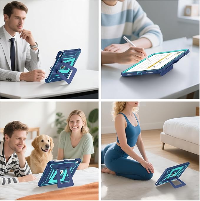 Soke Case for iPad (A16) 11th Generation 11-Inch 2025 /10th Generation 10.9-Inch 2022 with Screen Protector and Multi-Angle Kickstand Rugged Full Body Heavy Duty Protective Cover - Navy Green