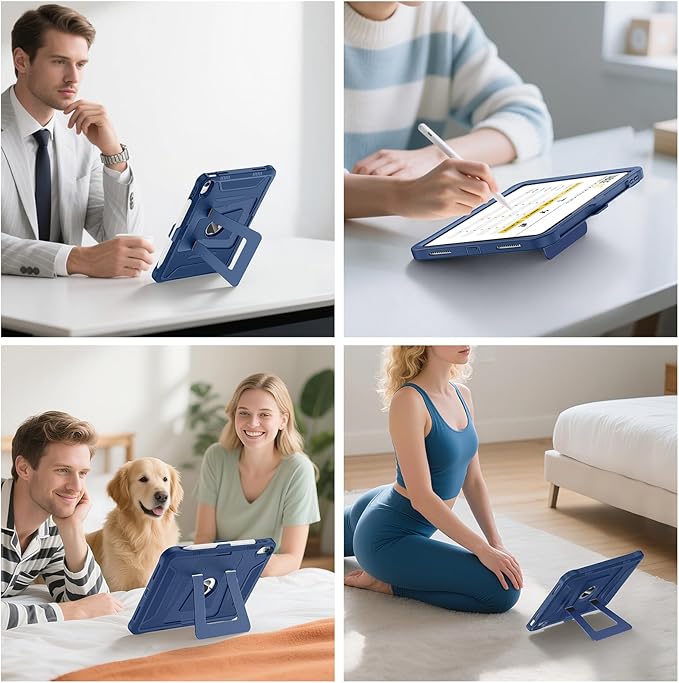 Soke Case for iPad (A16) 11th Generation 11-Inch 2025 /10th Generation 10.9-Inch 2022 with Screen Protector and Multi-Angle Kickstand Rugged Full Body Heavy Duty Protective Cover - Navy