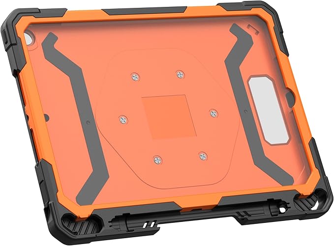 URBAN ARMOR GEAR UAG Designed for iPad 10.2 9th/8th Gen 2020-2021 Case w/Built-in Screen Protector Kickstand Hand Strap Rugged Transparent Clear Military Grade Protective Cover Plasma Orange/Black