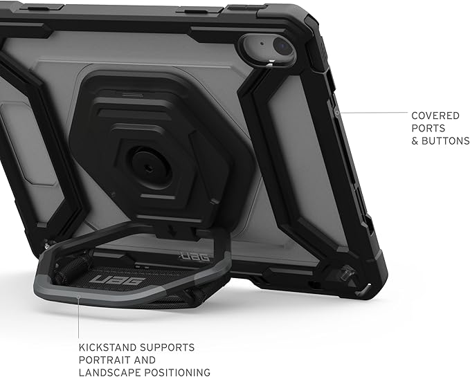 URBAN ARMOR GEAR UAG Designed for iPad 11 A16 11th Gen 2025 10.9 10th Gen 2022 Case w/Built-in Screen Protector A3354 A3355 Rugged Protective Cover w/Kickstand &amp Hand Strap Plasma Ice/Black