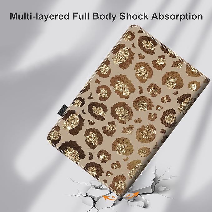 Case for Amazon Kindle Fire HD 8 Tablet 8(12th/10th Generation 2022/2020 Release) &amp HD 8 Plus TabletSlim Fit Foldable Standing Cover Case with Auto Sleep/WakeGolden Leopard Brown