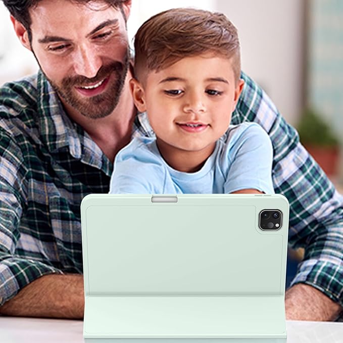 ZryXal New iPad Pro 13 Inch Case (M5) 2025 / (M4) 2024 with Pencil Holder Smart iPad Case [Support Pencil Pro and Pencil (USB-C)] Support Touch ID and Auto Wake/Sleep (Pale Green)