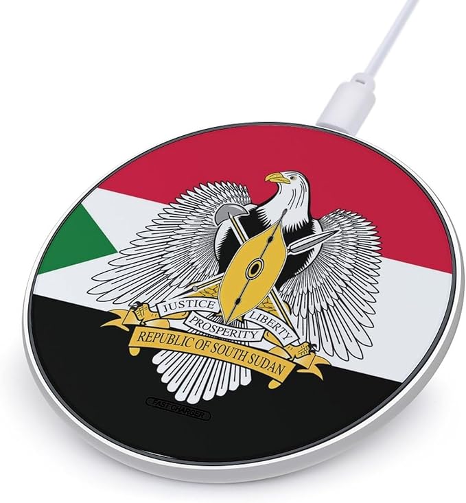 Emblem of Sudan Flag Fast Portable Charger 10W Funny Graphic Phone Charging Pad with USB Cable