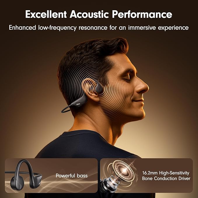 Bone Conduction HeadphonesOpen Ear Headphones Bluetooth 5.4 with Mic10H PlaytimeBone Conduction Earbuds IPX5 WaterproofSports Headphonefor RunningGymHikingCycling