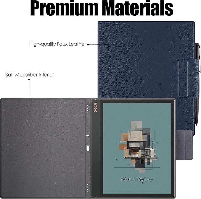 BOZHUORUI Magnetic Case for Boox Note Air 5 C Tablet ePaper (10.32025 Released) | Pen Buckle Design | with Auto Sleep/Wake | Thin &amp Light | PU Leather Cover (Dark Blue)